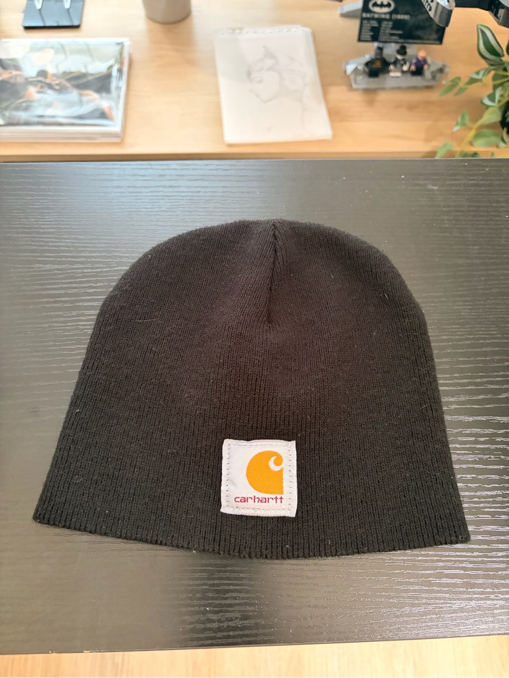 Carhartt Black Beanie with Gold Logo Patch